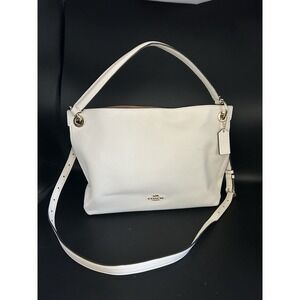 COACH Clarkson Tan White Pebbled Leather Convertible Shoulder Handbag Purse New